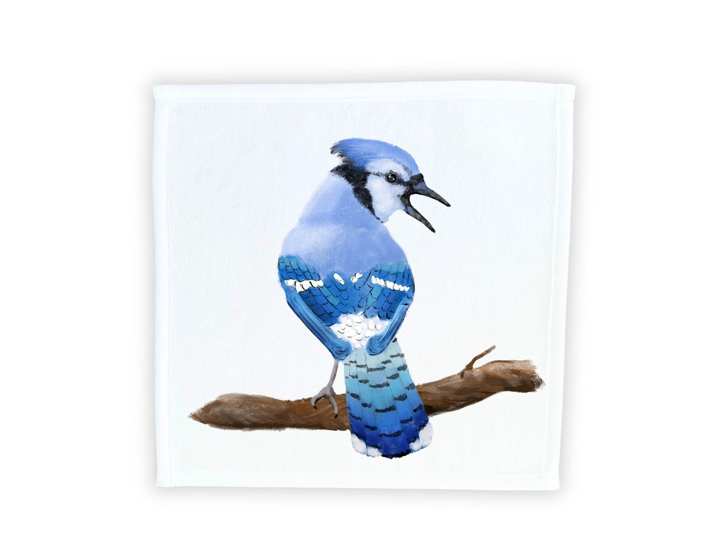 Blue Jay Bird Washcloth - MerikaArt