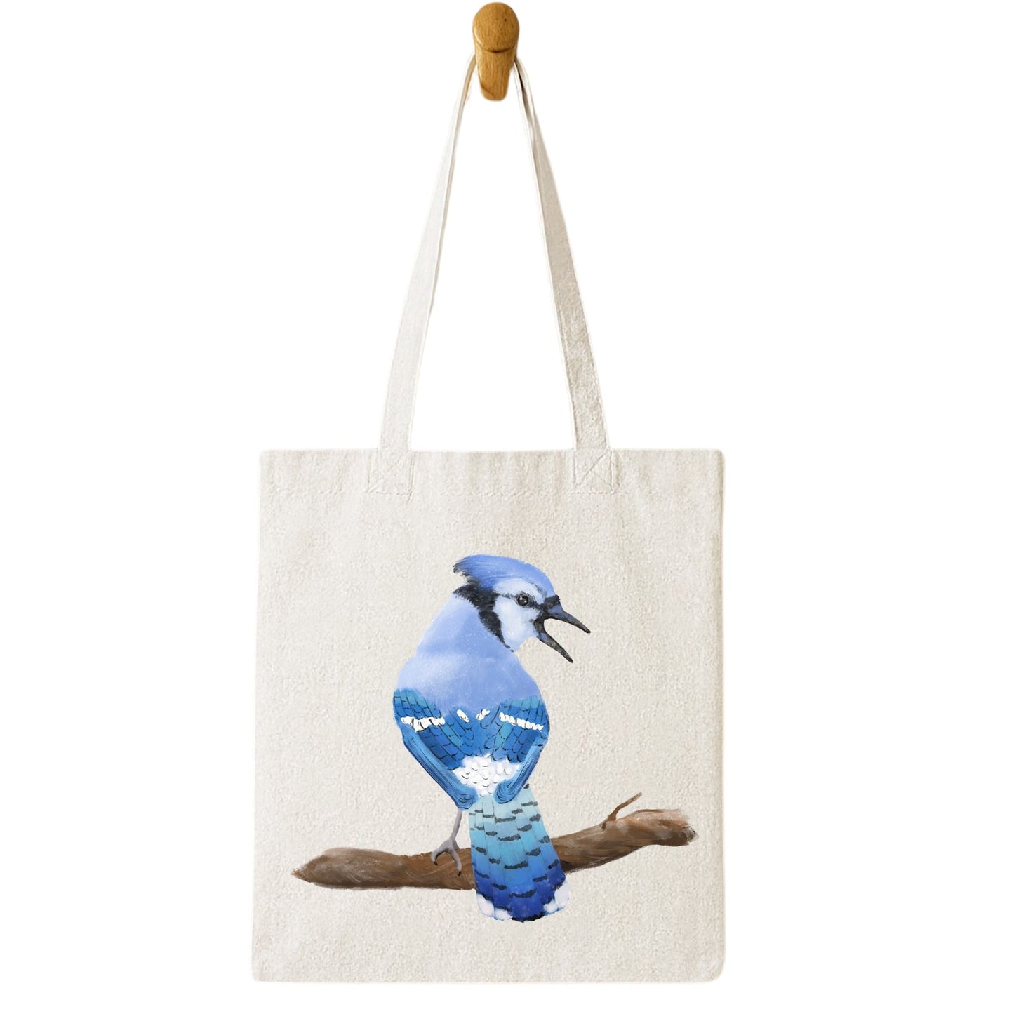 Blue Jay Canvas Tote Bag - MerikaArt