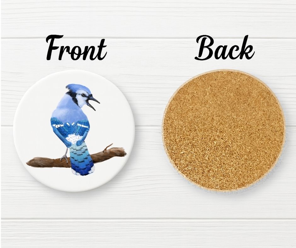 Blue Jay Ceramic Coaster - MerikaArt