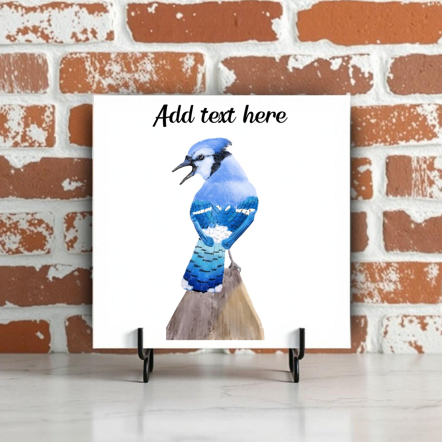 Blue Jay Ceramic Tile – Handcrafted Bird Art - MerikaArt