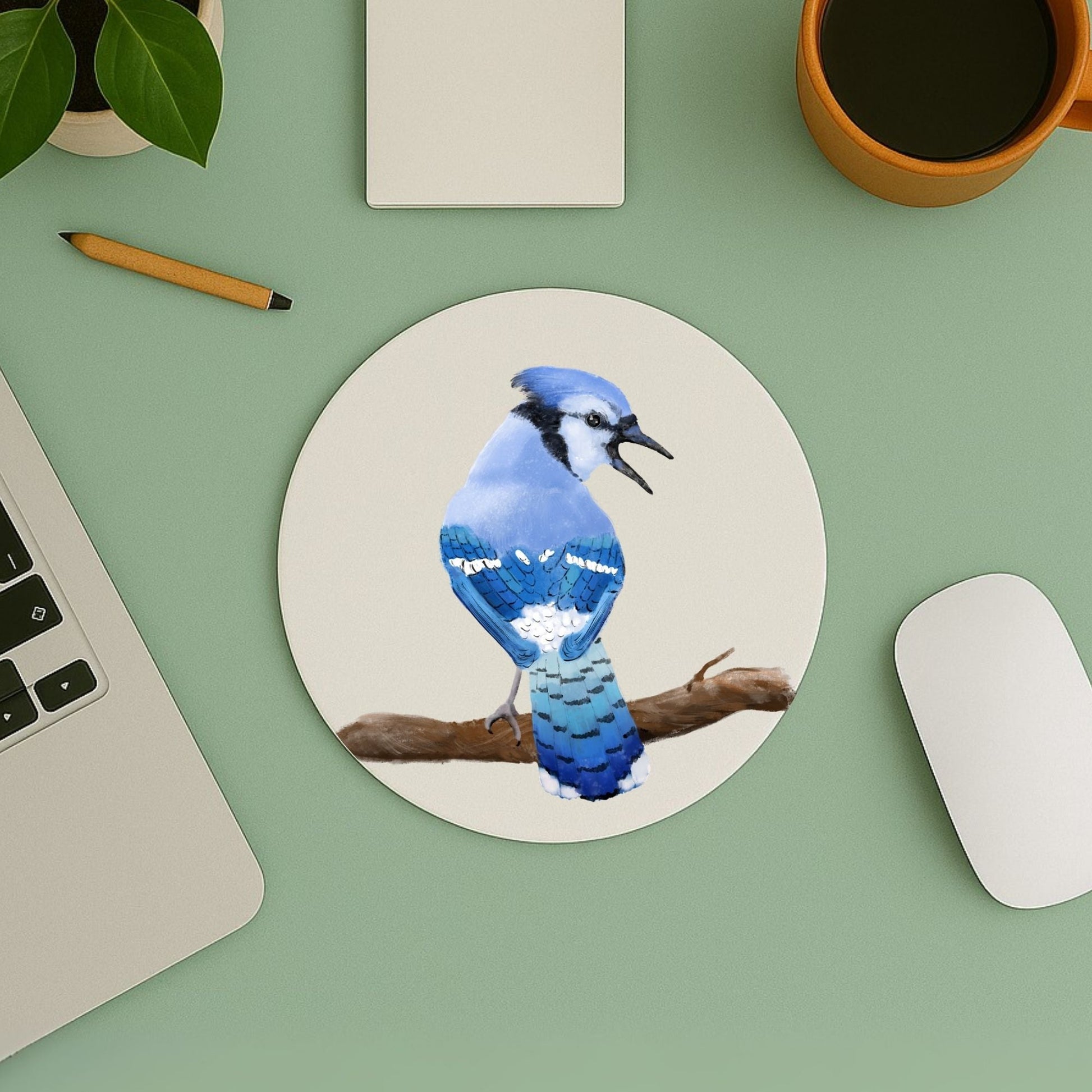 Blue Jay Mousepad - MerikaArt