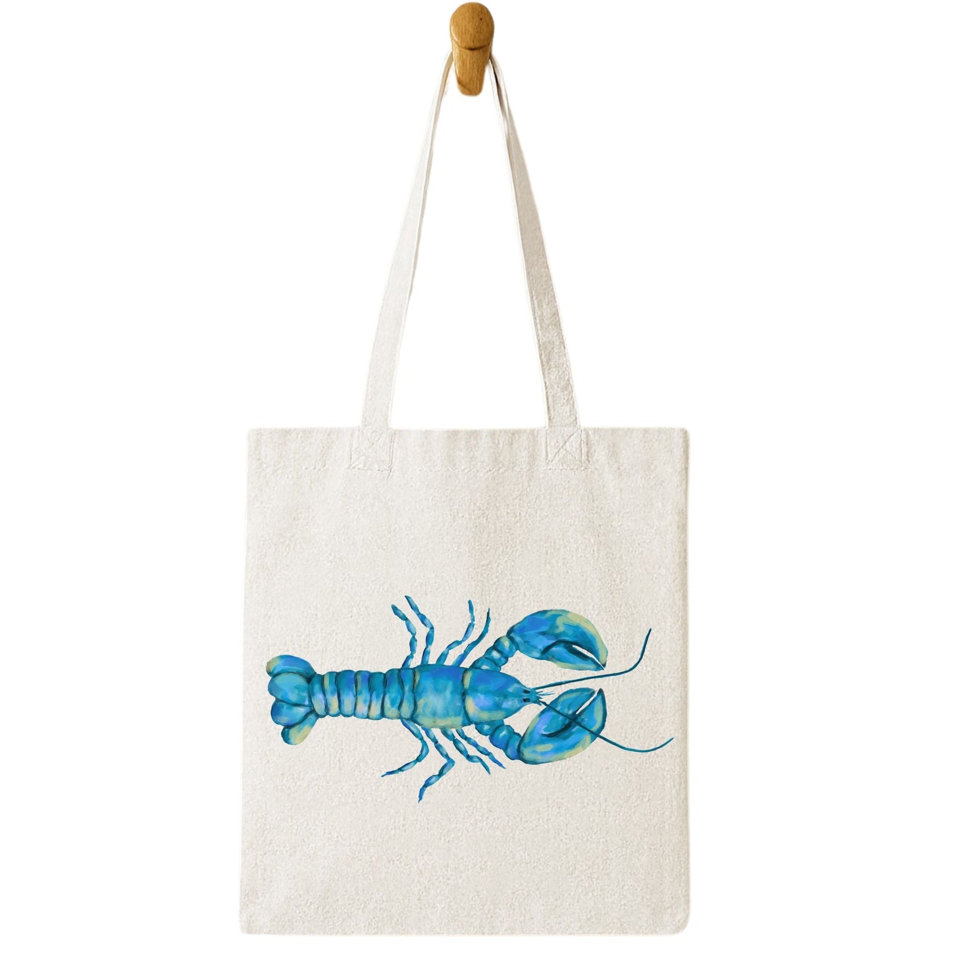 Blue Lobster Canvas Tote Bag - MerikaArt