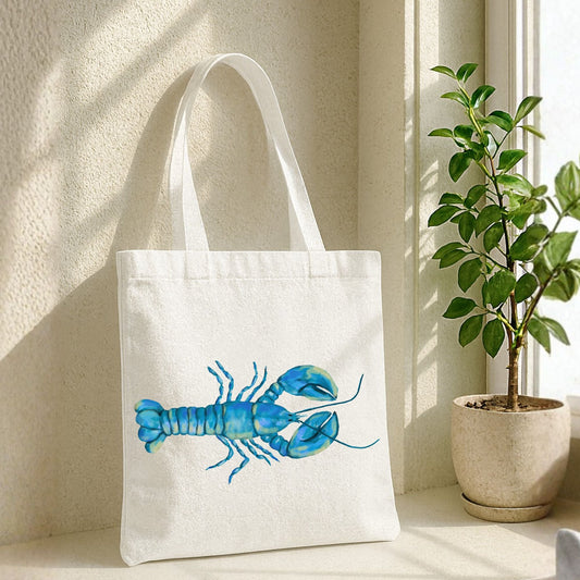 Blue Lobster Canvas Tote Bag - MerikaArt