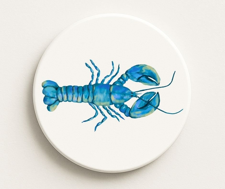 Blue Lobster Ceramic Coaster - MerikaArt