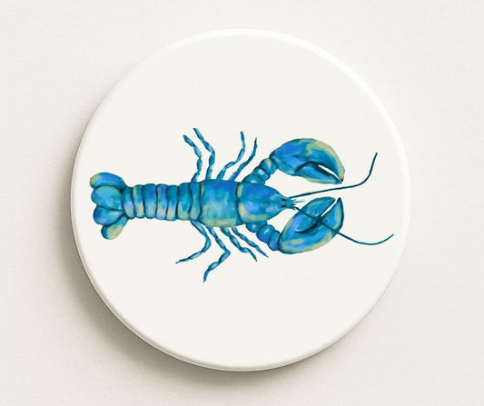 Blue Lobster Ceramic Coaster - MerikaArt