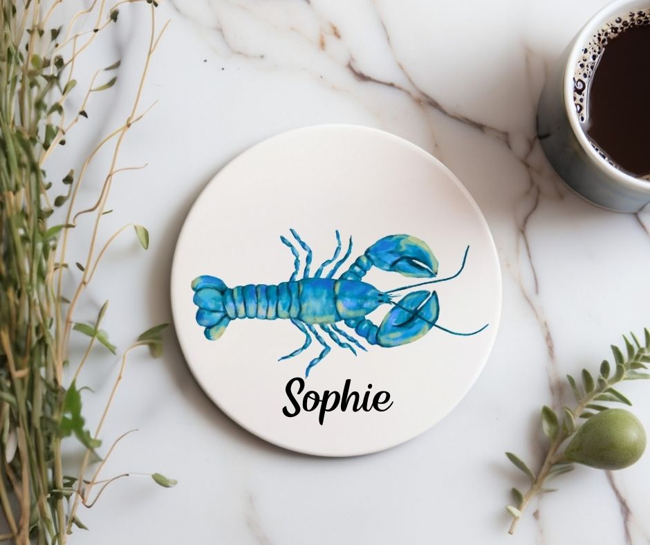 Blue Lobster Ceramic Coaster - MerikaArt