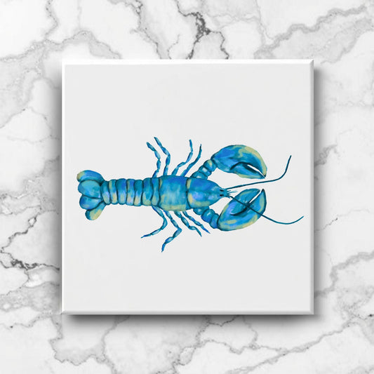 Blue Lobster Ceramic Tile – Unique Coastal Kitchen Decor - MerikaArt