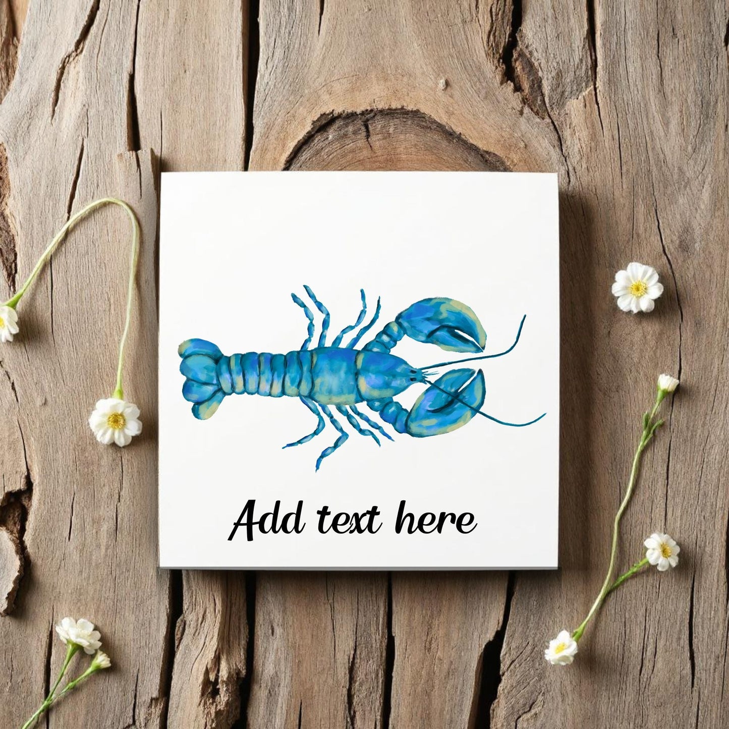 Blue Lobster Ceramic Tile – Unique Coastal Kitchen Decor - MerikaArt