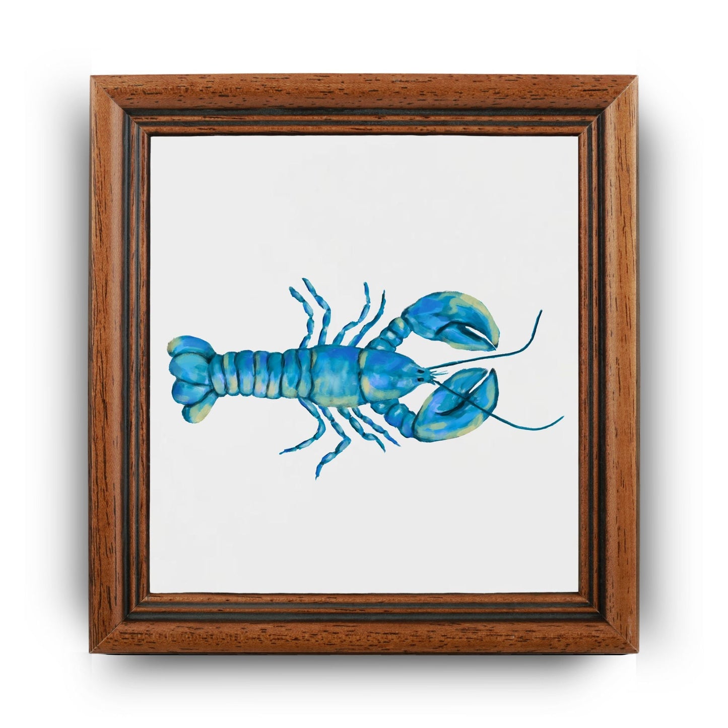 Blue Lobster Ceramic Tile – Unique Coastal Kitchen Decor - MerikaArt