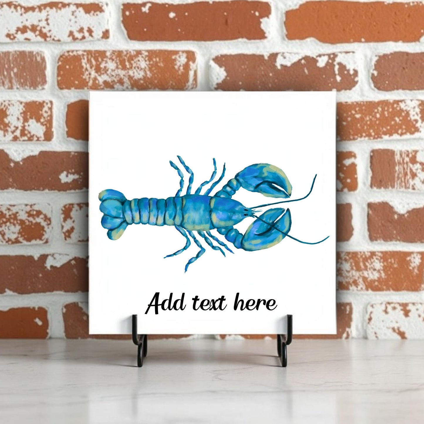 Blue Lobster Ceramic Tile – Unique Coastal Kitchen Decor - MerikaArt