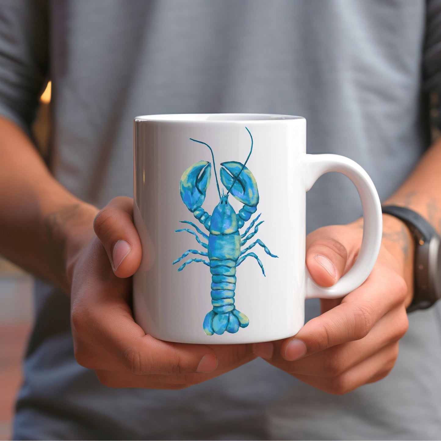 Blue Lobster Mug - MerikaArt