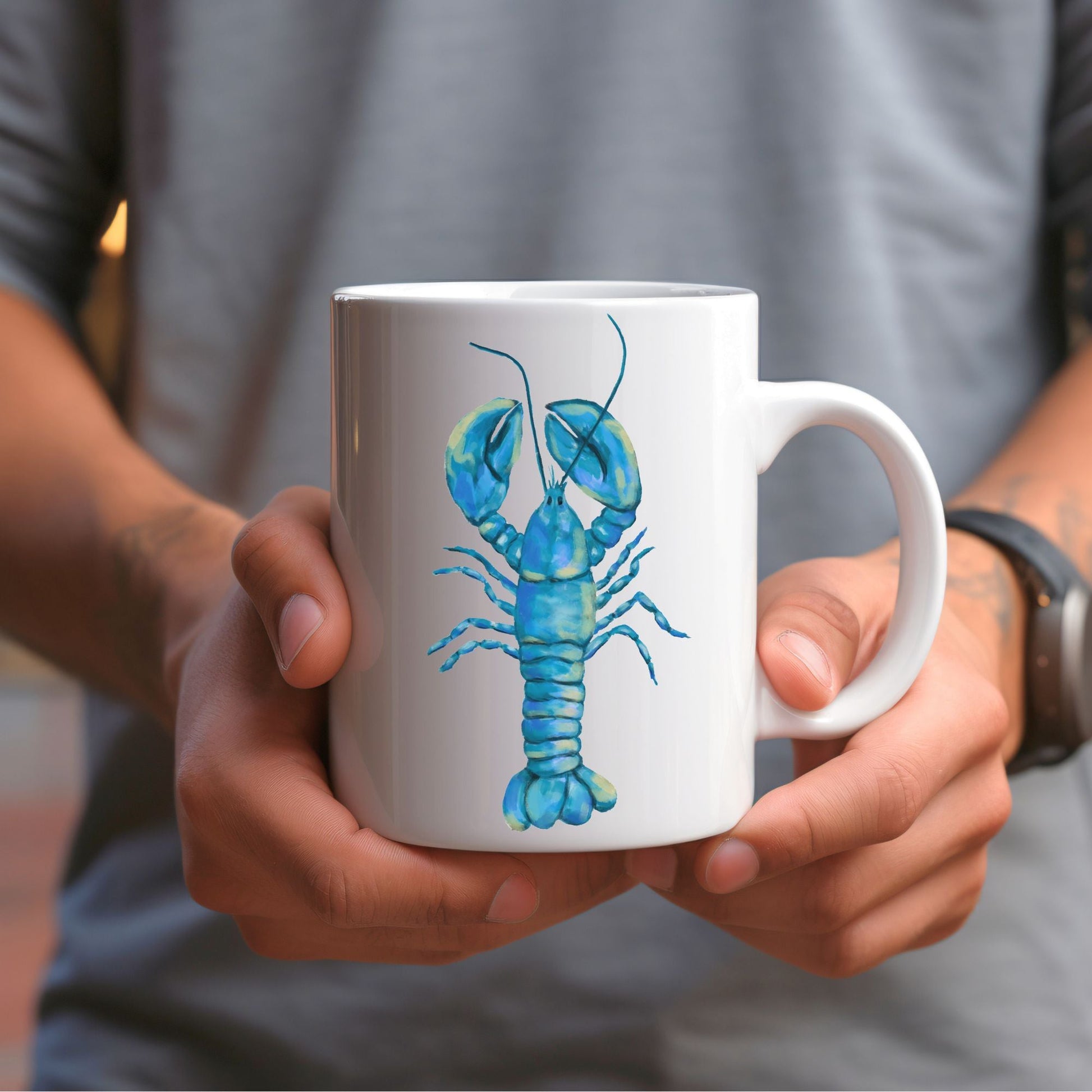 Blue Lobster Mug - MerikaArt