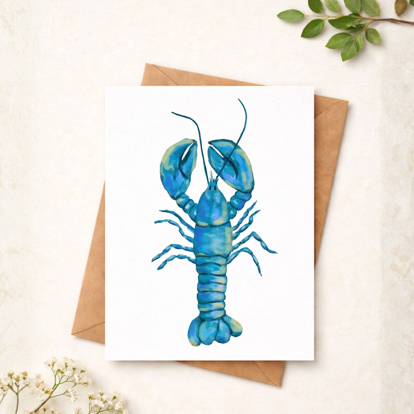 Blue Lobster Postcard - MerikaArt