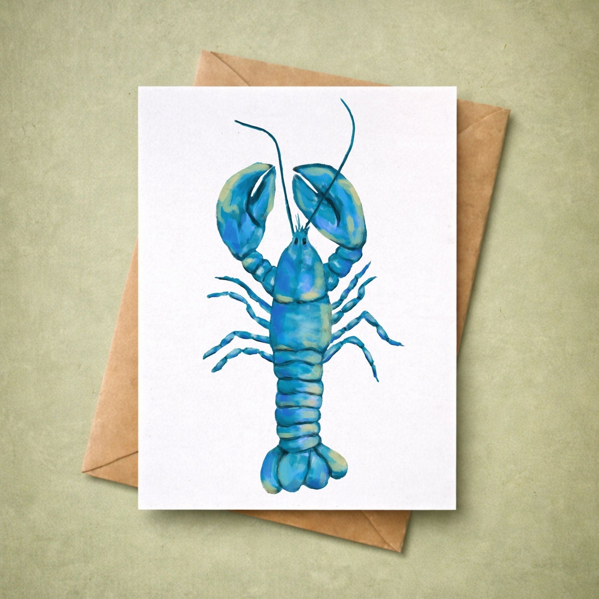 Blue Lobster Postcard - MerikaArt
