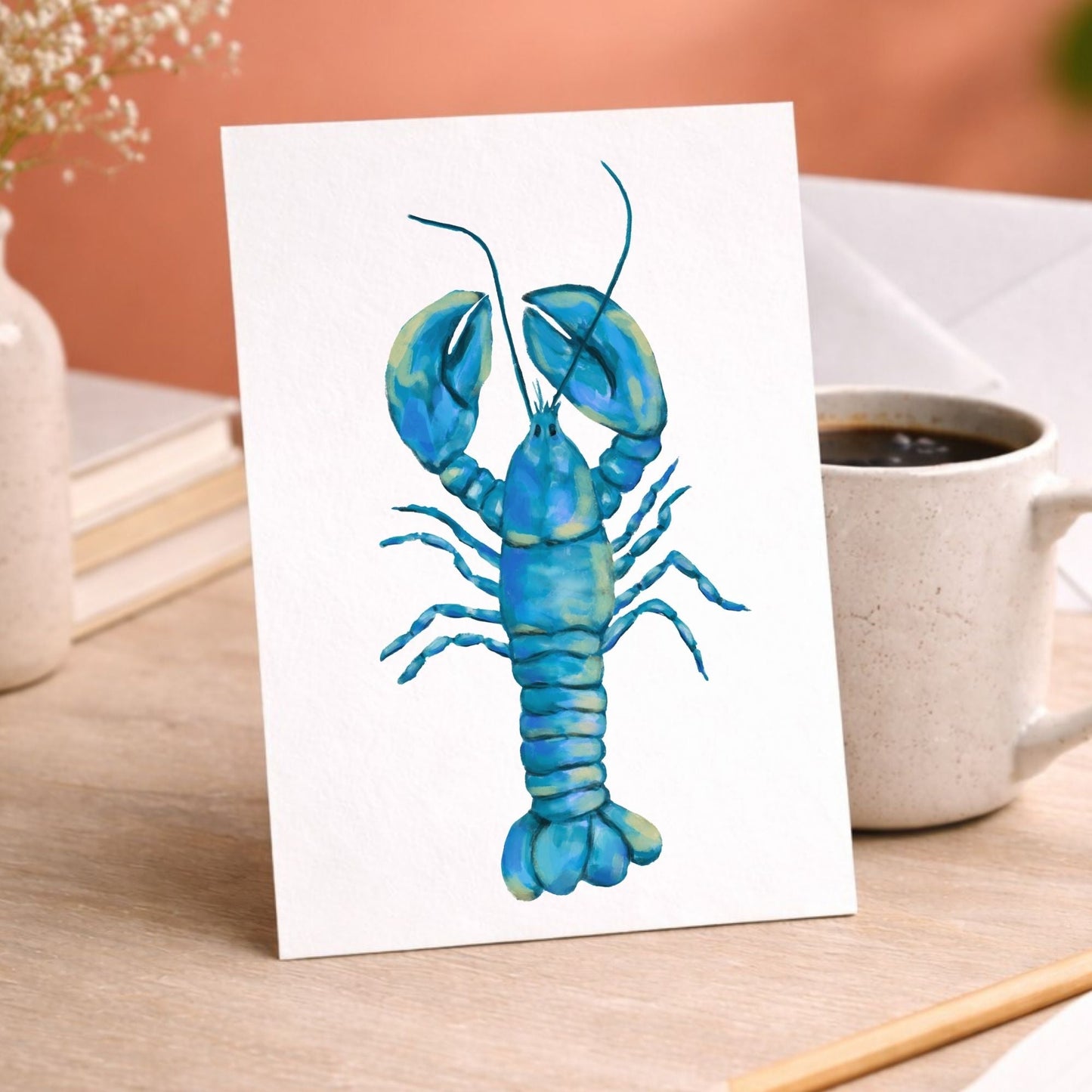 Blue Lobster Postcard - MerikaArt