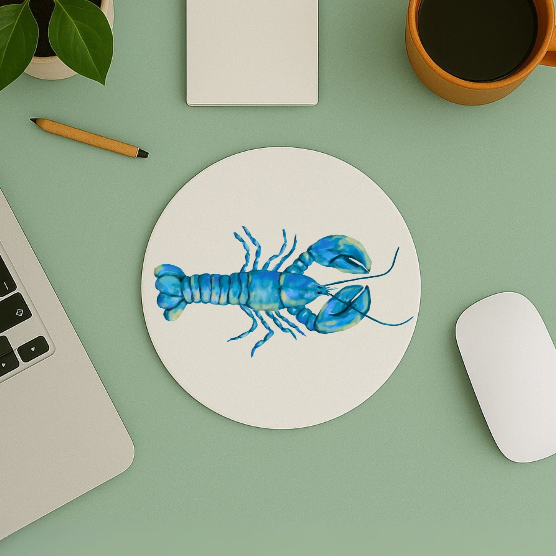 Blue Lobster Vinyl Mousepad - MerikaArt