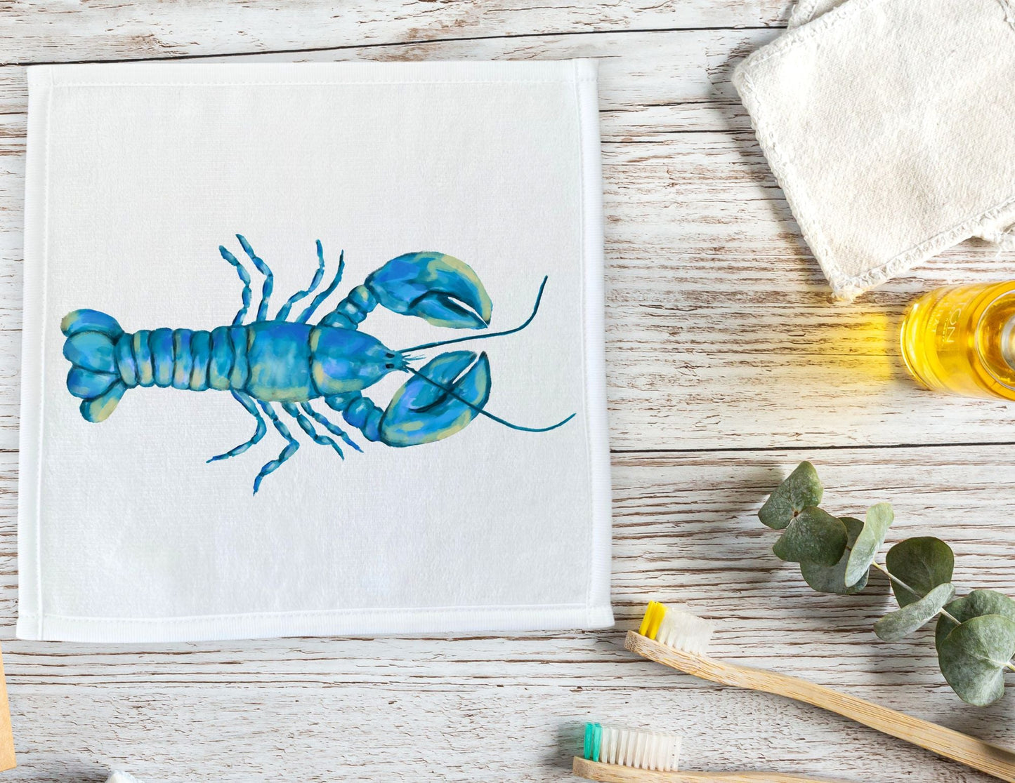 Blue Lobster Washcloth - MerikaArt