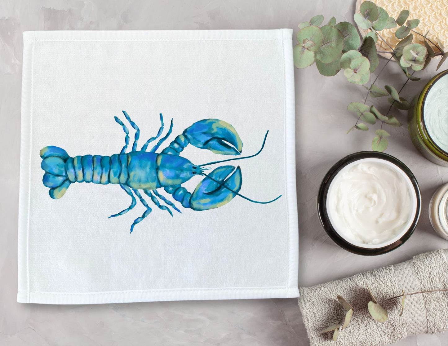 Blue Lobster Washcloth - MerikaArt