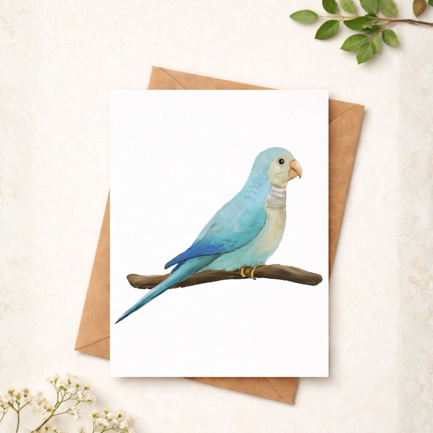 Blue Monk Parakeet Postcard - MerikaArt