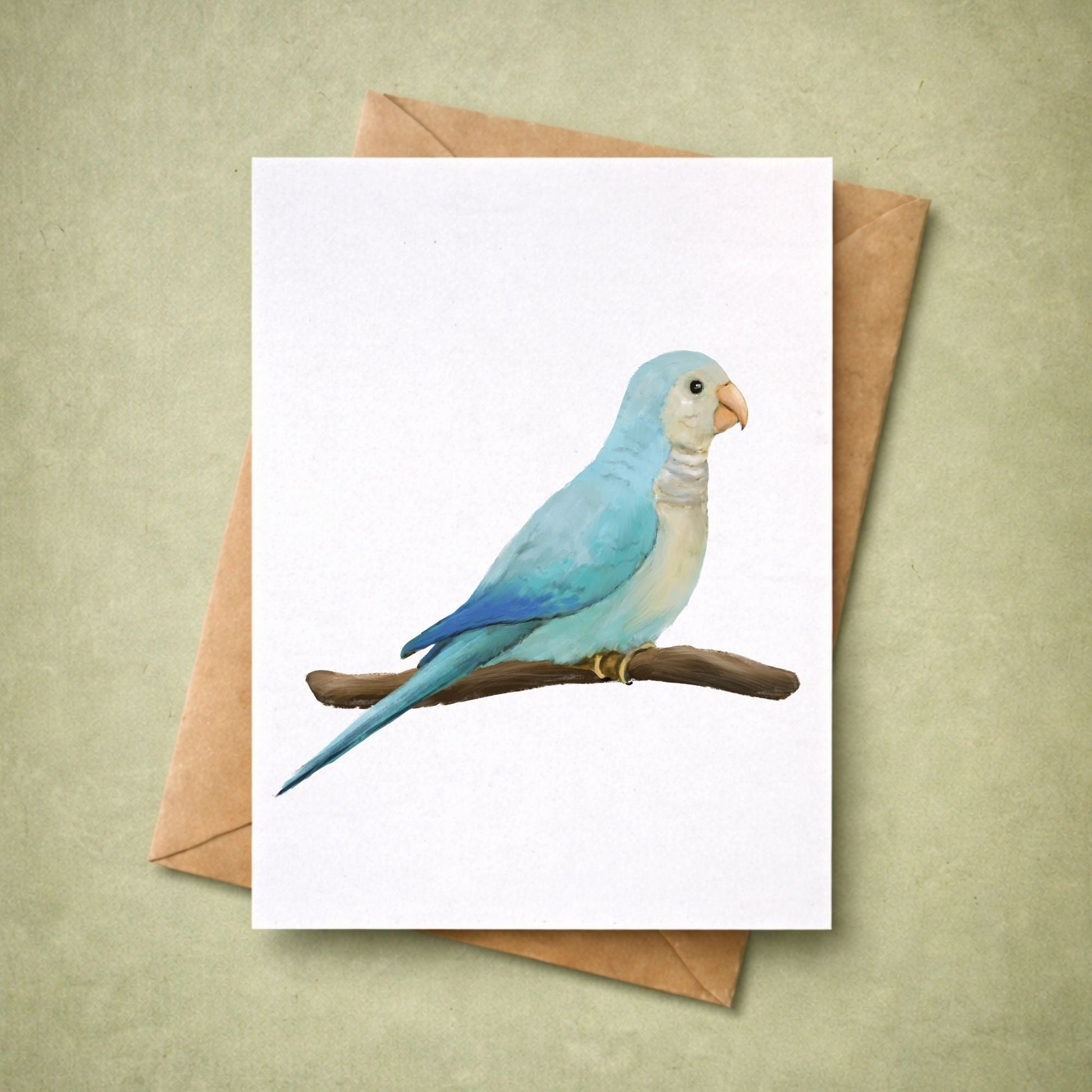 Blue Monk Parakeet Postcard - MerikaArt