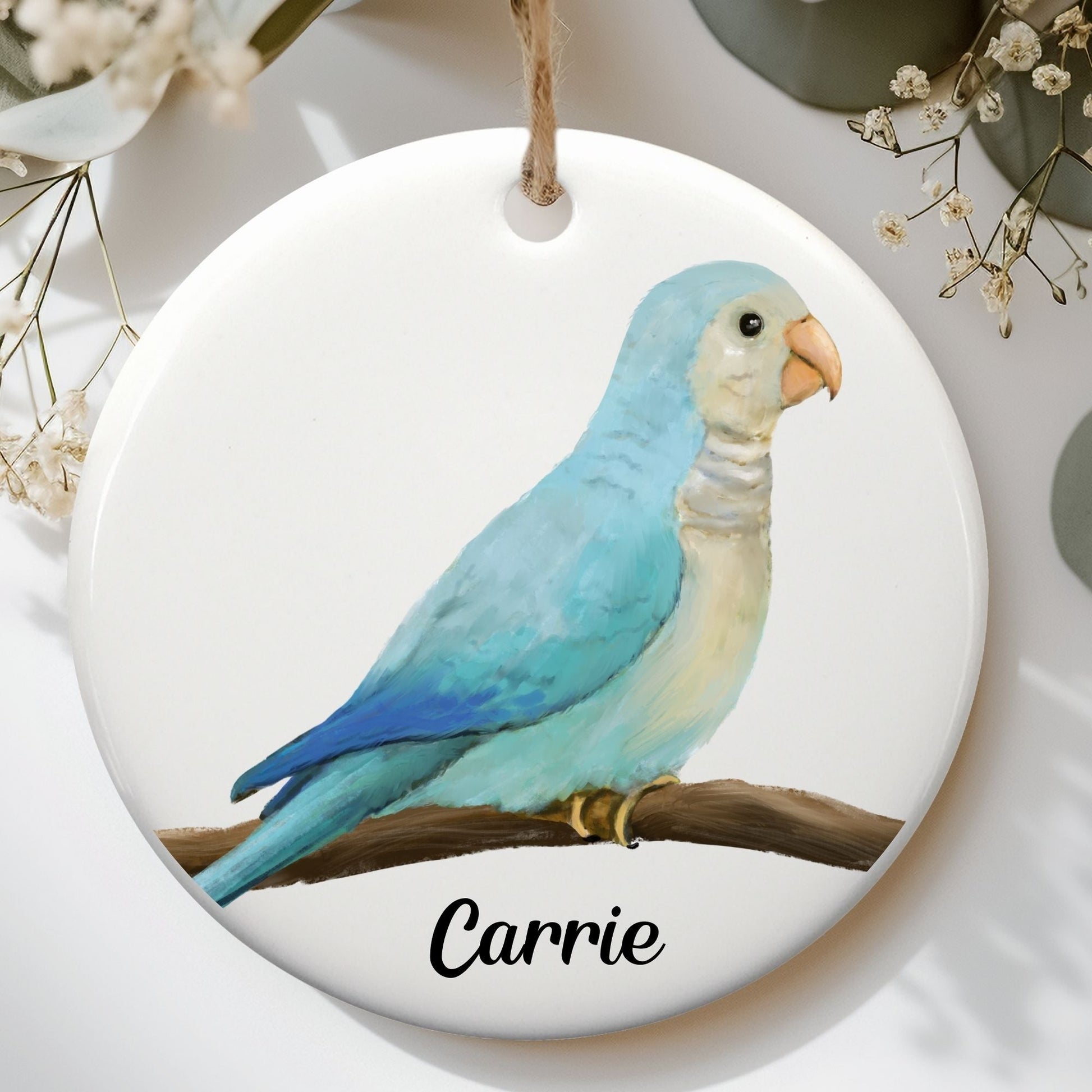 Blue Parrot Ceramic Ornament - MerikaArt