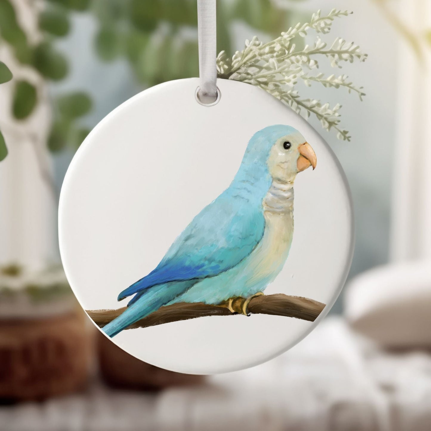 Blue Parrot Ceramic Ornament - MerikaArt