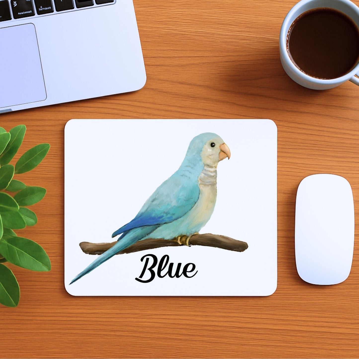 Blue Parrotlet Mousepad - MerikaArt