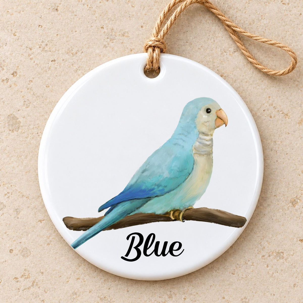 Blue Quaker Parrot Ceramic Ornament - MerikaArt