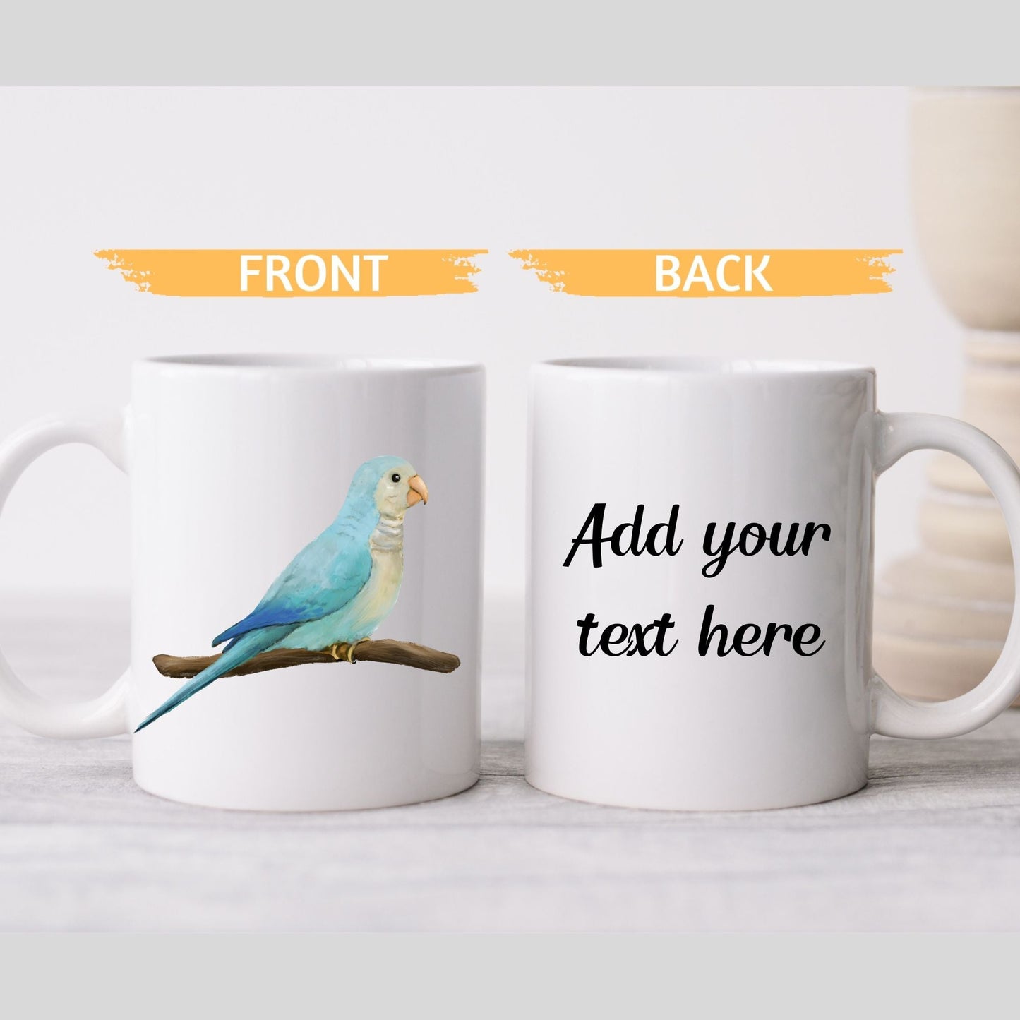 Blue Quaker Parrot Mug - MerikaArt