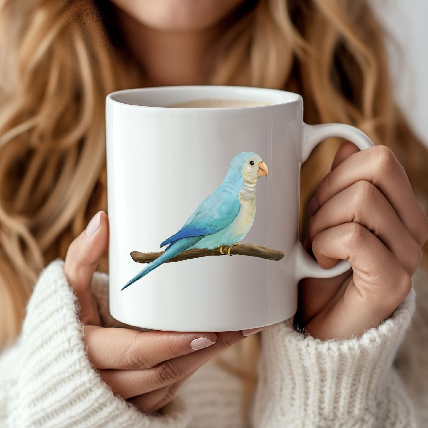 Blue Quaker Parrot Mug - MerikaArt