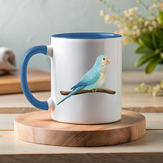 Blue Quaker Parrot Mug - MerikaArt
