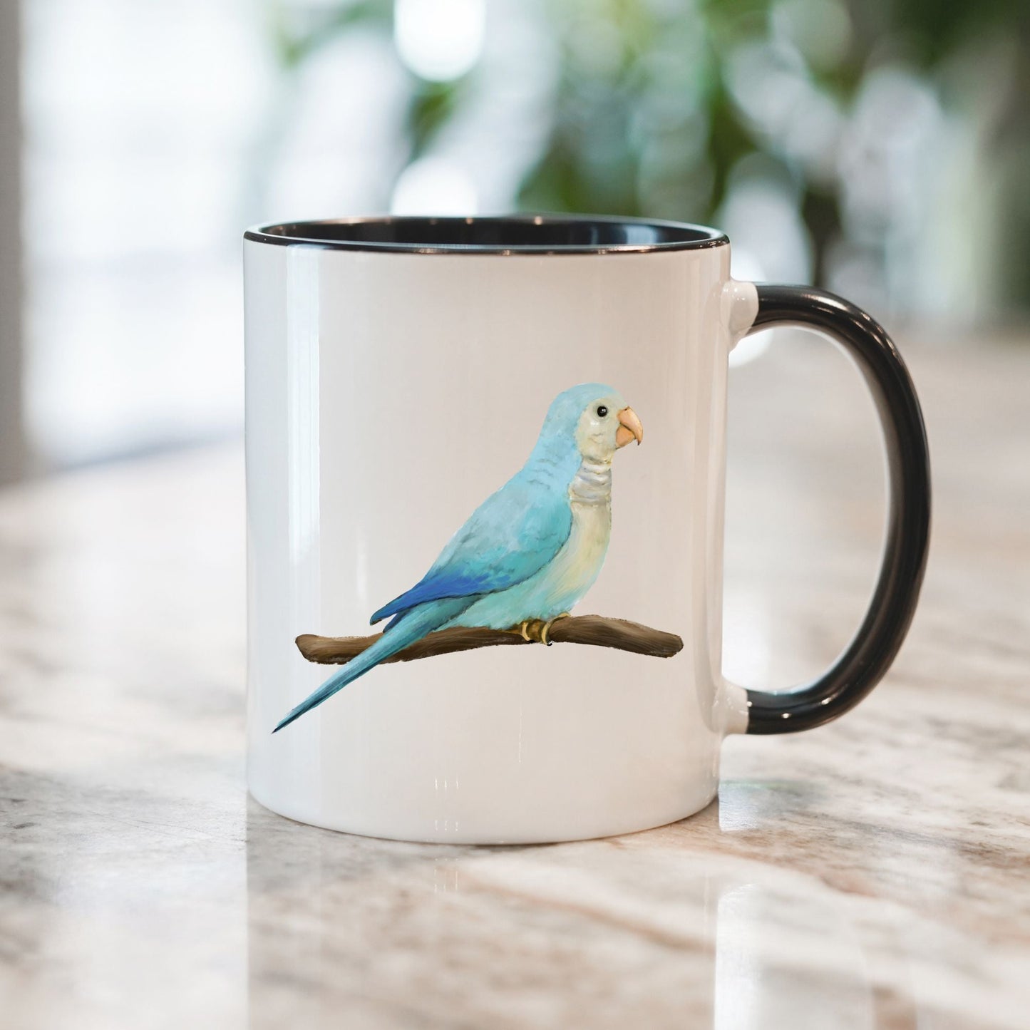 Blue Quaker Parrot Mug - MerikaArt