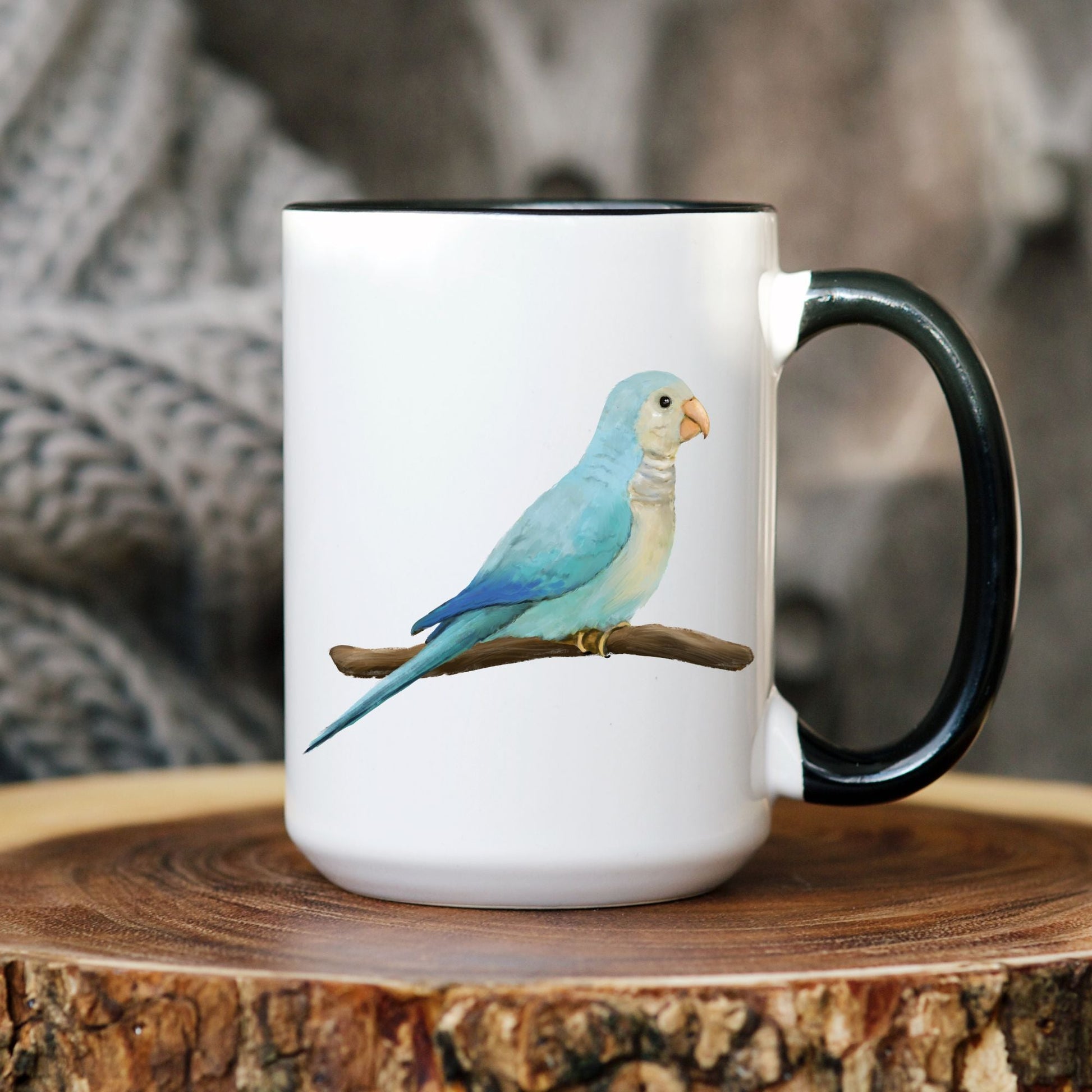 Blue Quaker Parrot Mug - MerikaArt