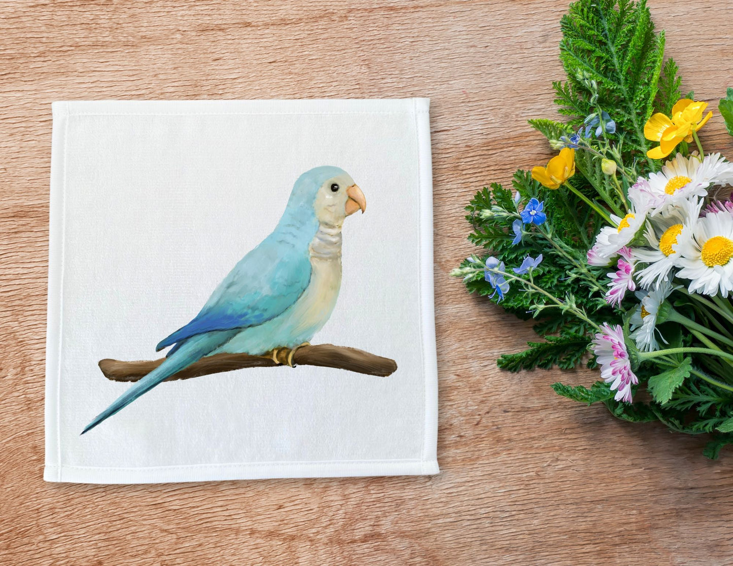 Blue Quaker Parrot Washcloth - MerikaArt