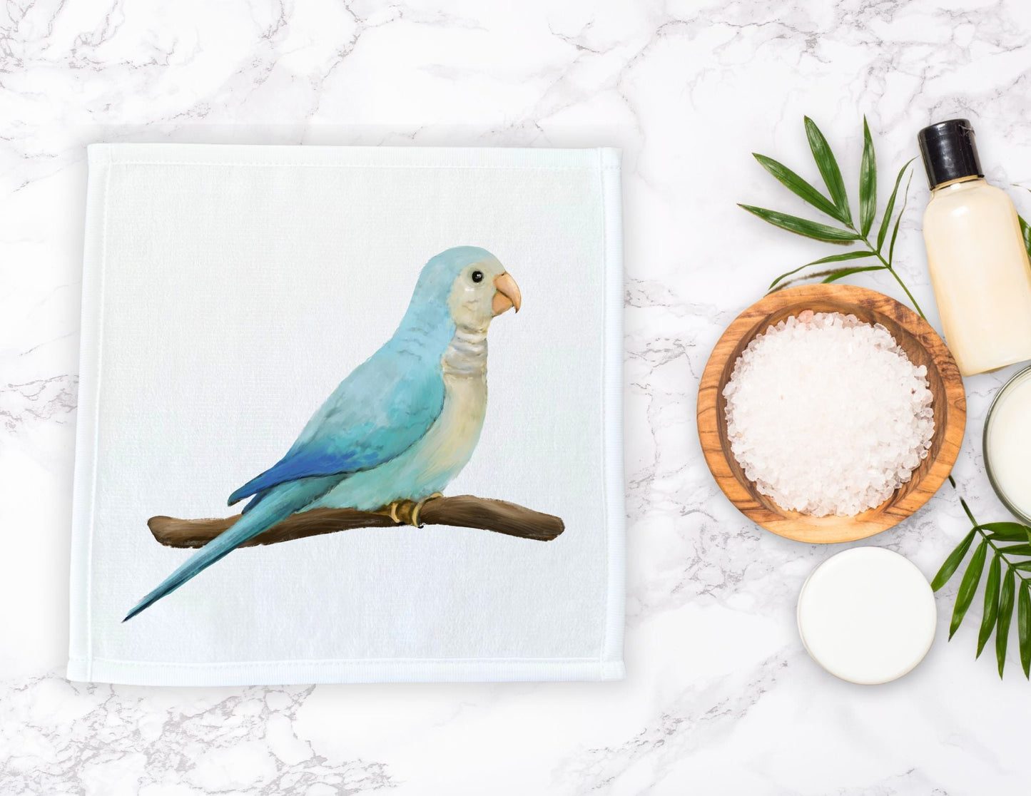 Blue Quaker Parrot Washcloth - MerikaArt