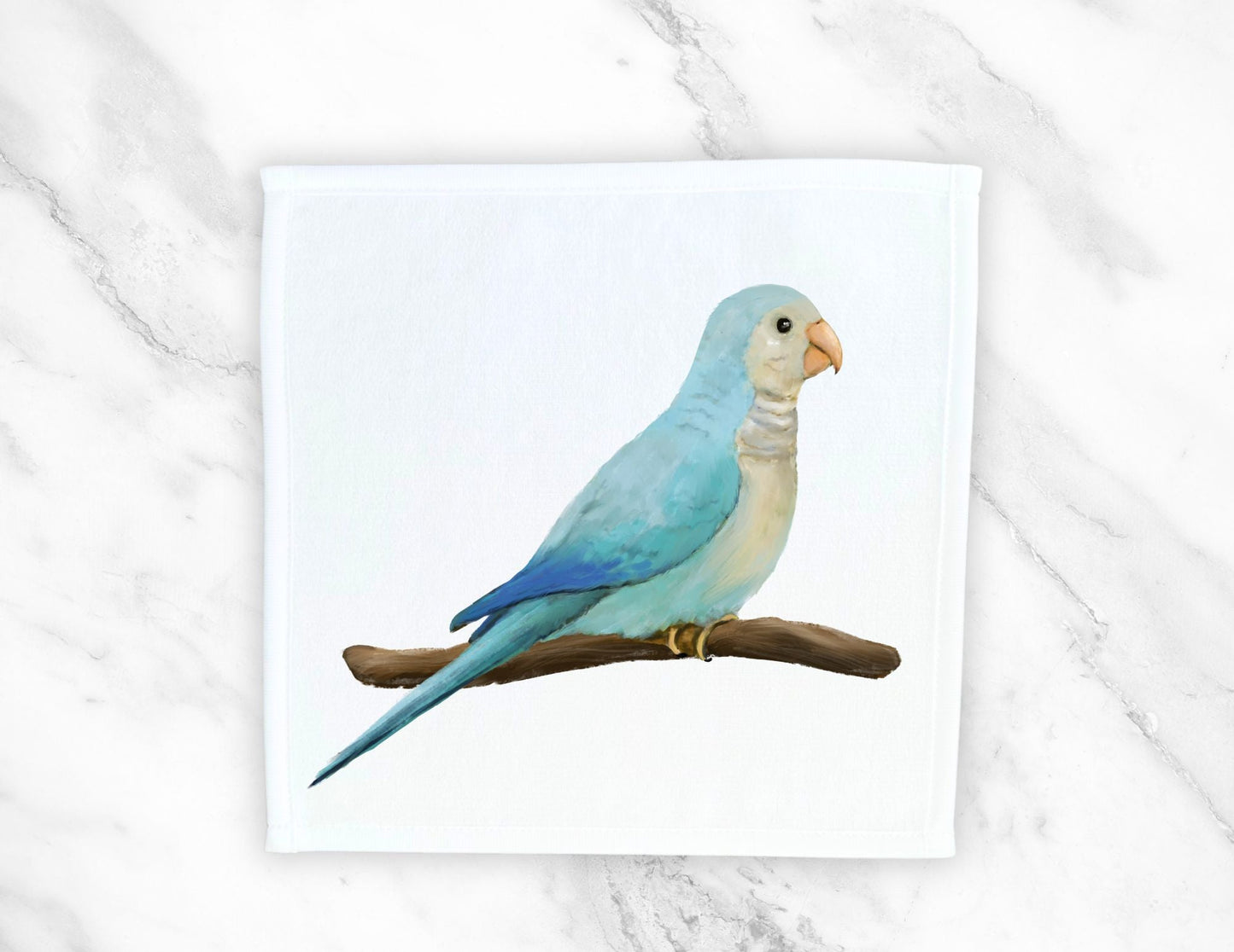 Blue Quaker Parrot Washcloth - MerikaArt