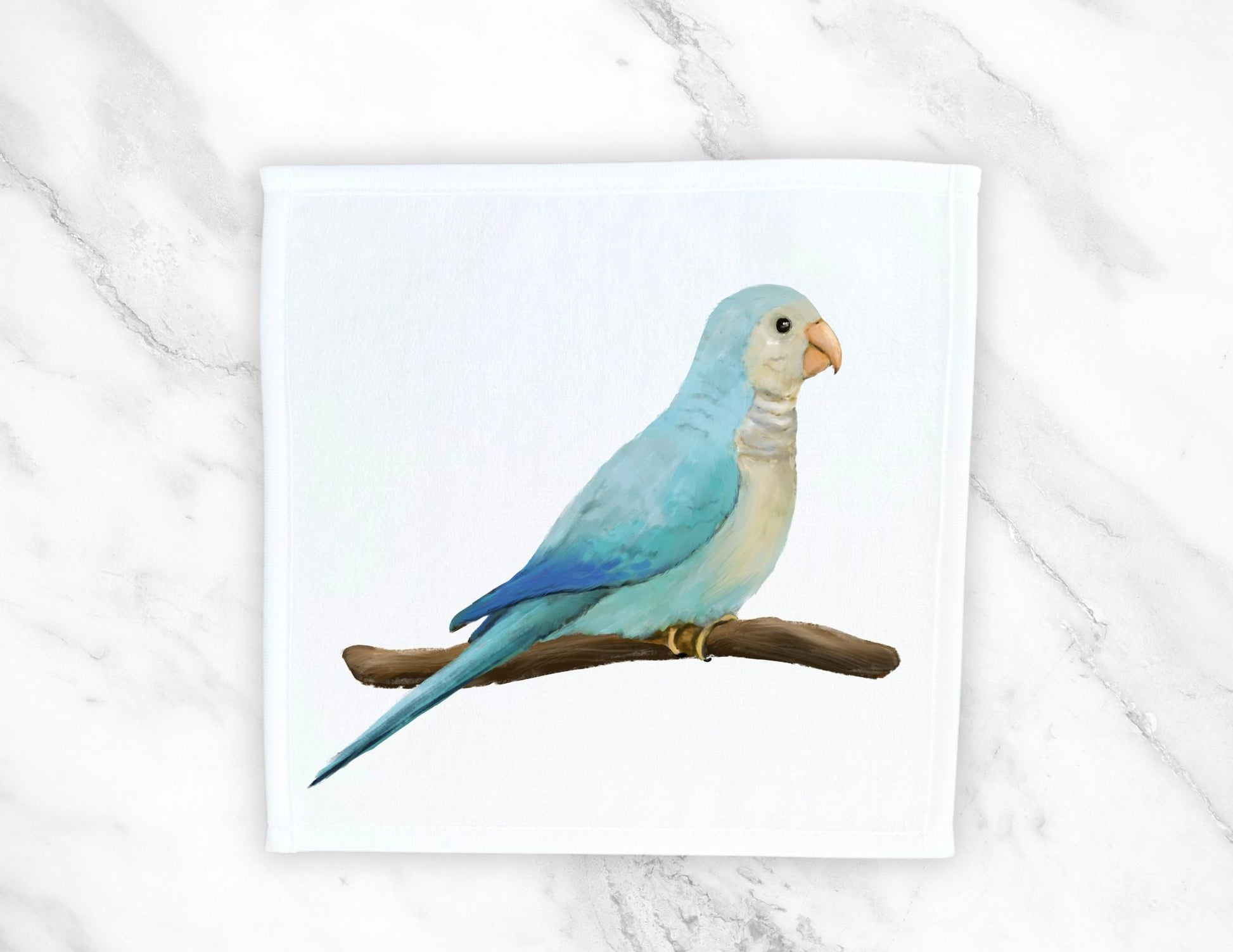 Blue Quaker Parrot Washcloth - MerikaArt
