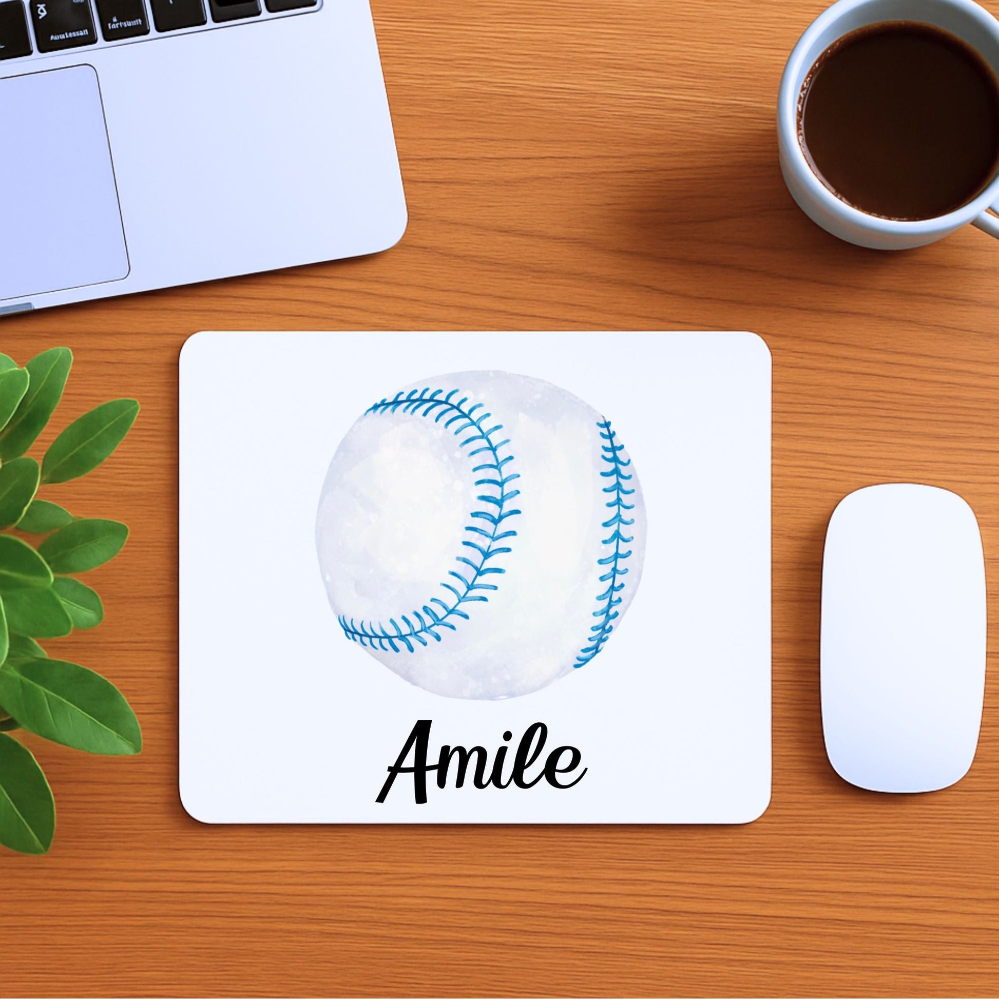 Blue Stitch Baseball Mousepad - MerikaArt