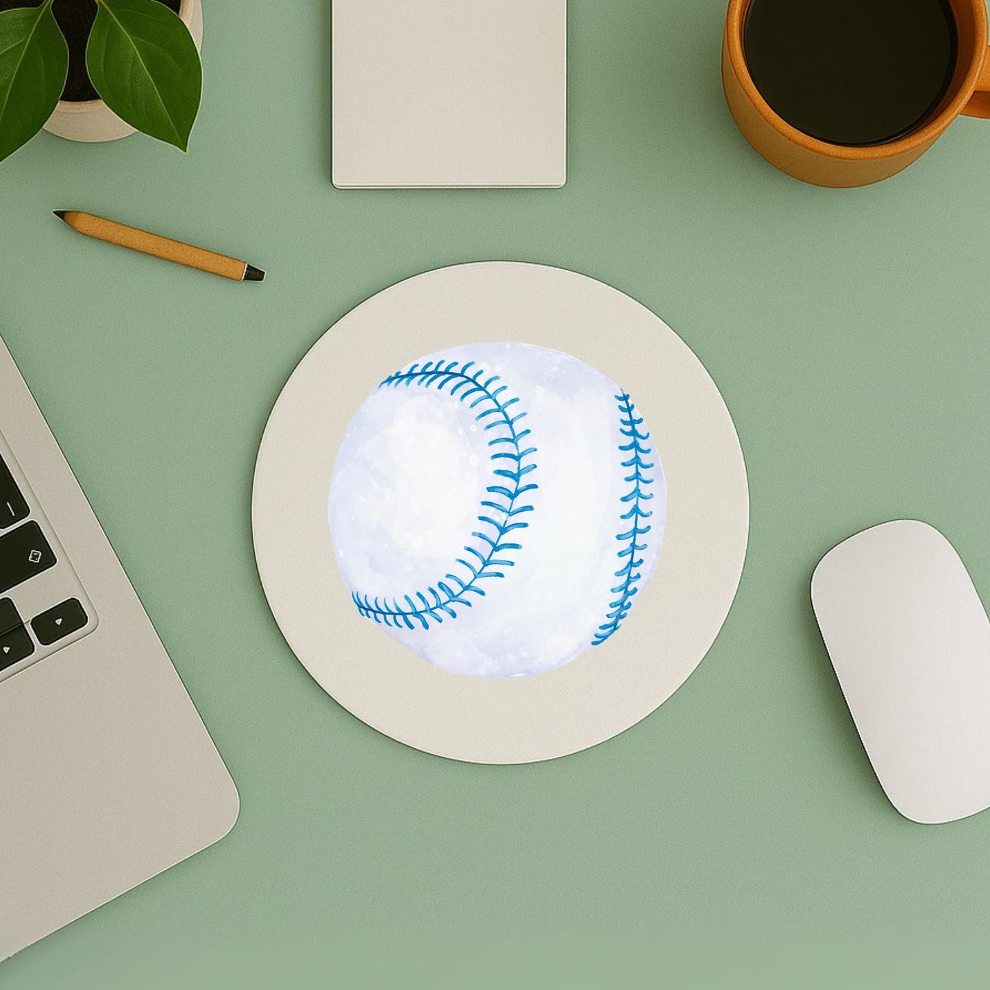 Blue Stitch Baseball Mousepad - MerikaArt