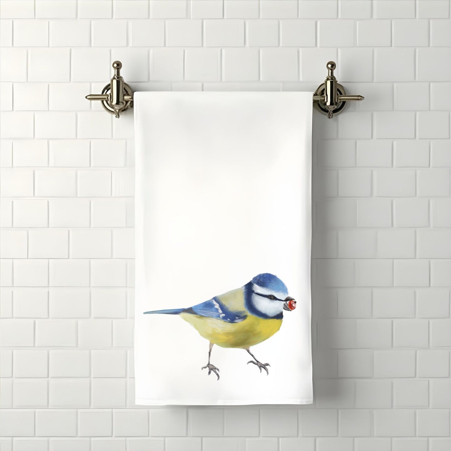 Blue Tit Bathroom Towel - MerikaArt