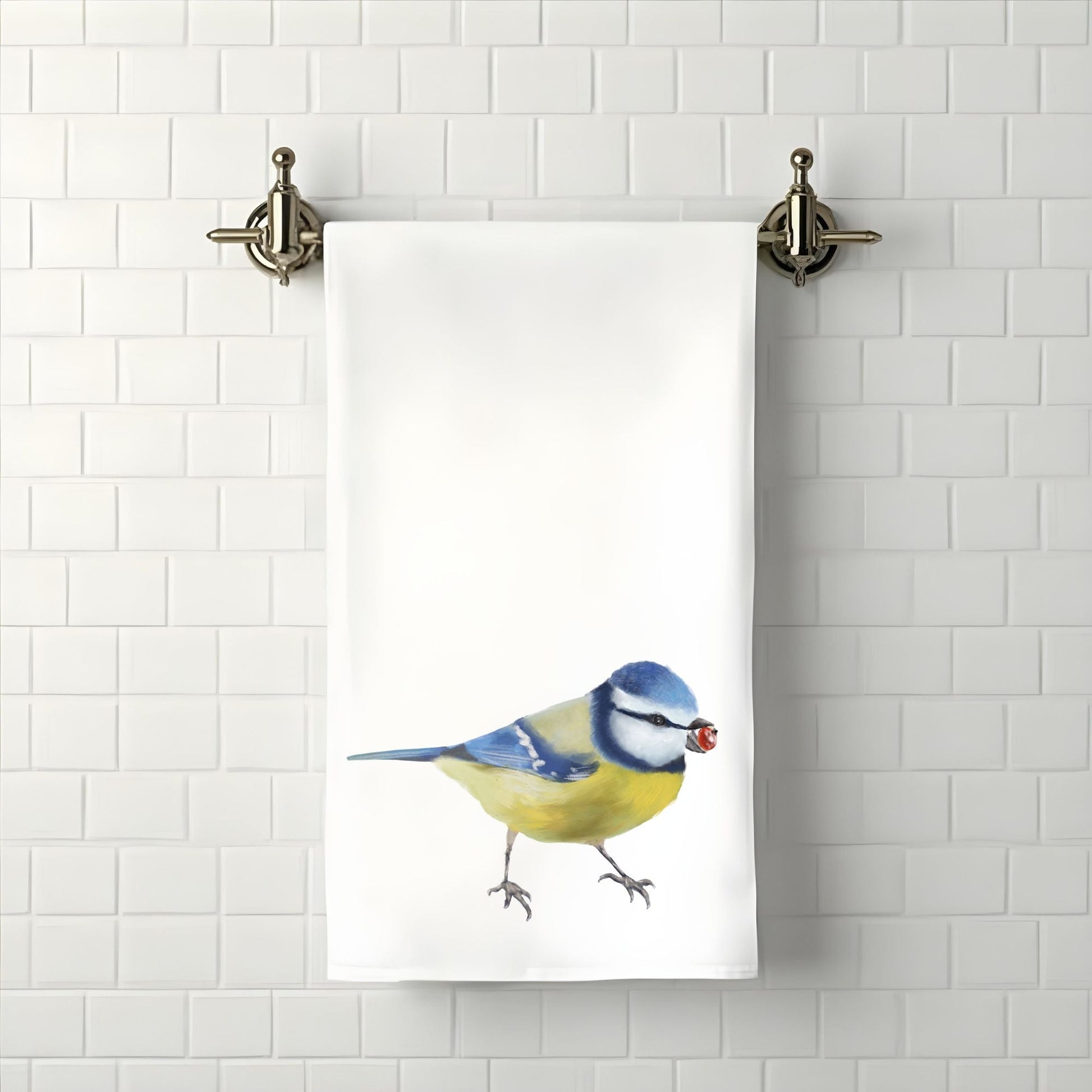 Blue Tit Bathroom Towel - MerikaArt