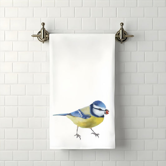 Blue Tit Bathroom Towel - MerikaArt