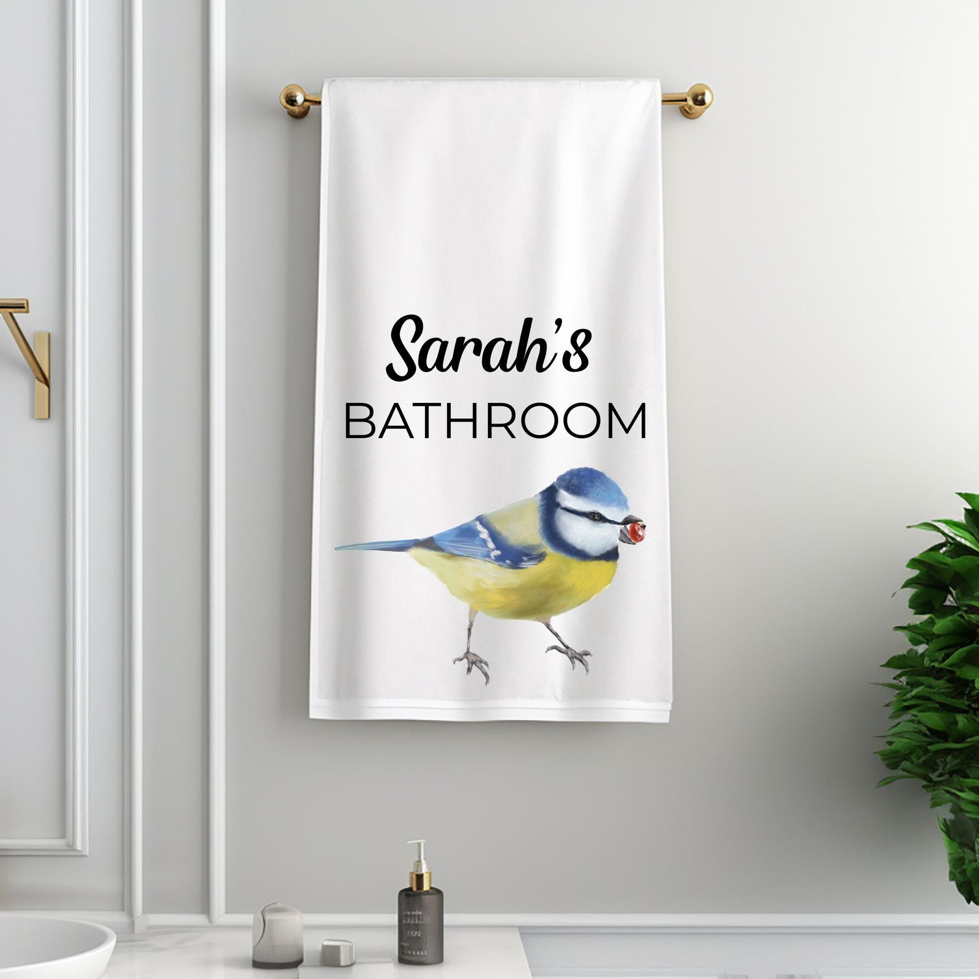 Blue Tit Bathroom Towel - MerikaArt