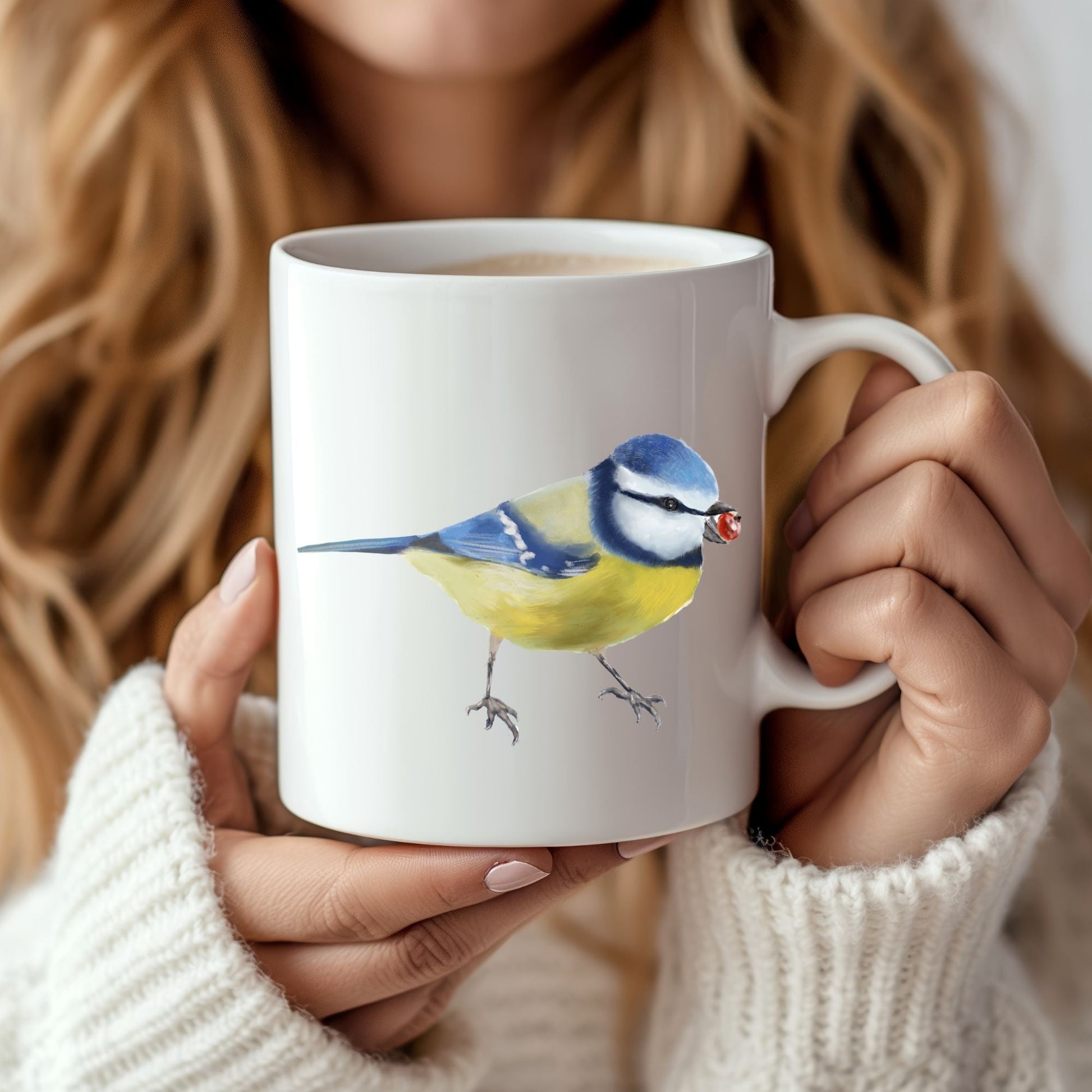 Blue Tit Bird Ceramic Coffee Mug - MerikaArt