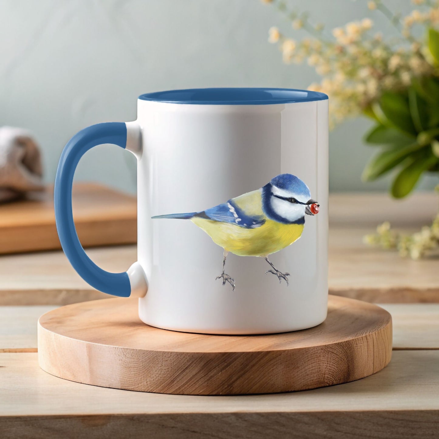 Blue Tit Bird Ceramic Coffee Mug - MerikaArt