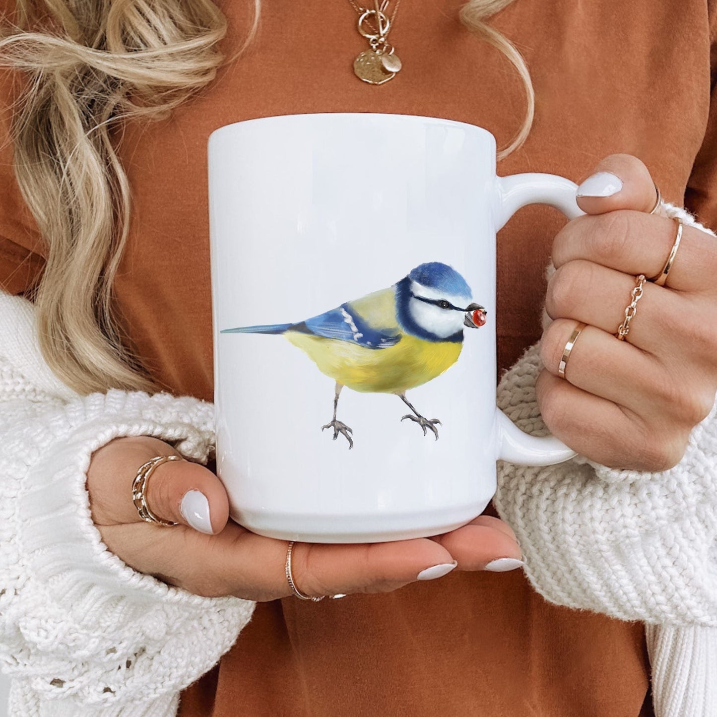 Blue Tit Bird Ceramic Coffee Mug - MerikaArt