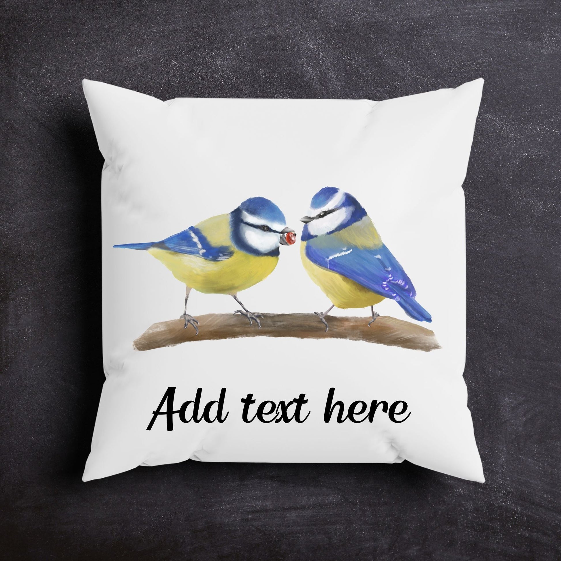 Blue Tit Bird Pillow - MerikaArt