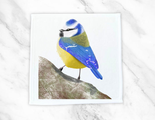 Blue Tit Bird Washcloth - MerikaArt