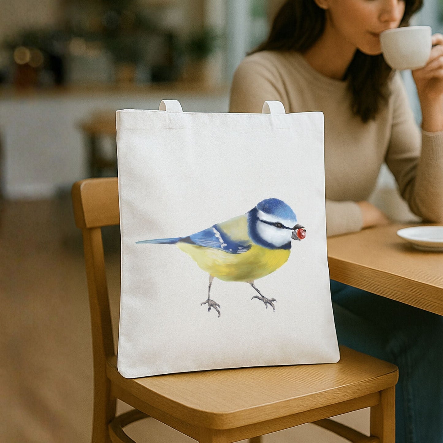 Blue Tit Canvas Tote Bag - MerikaArt