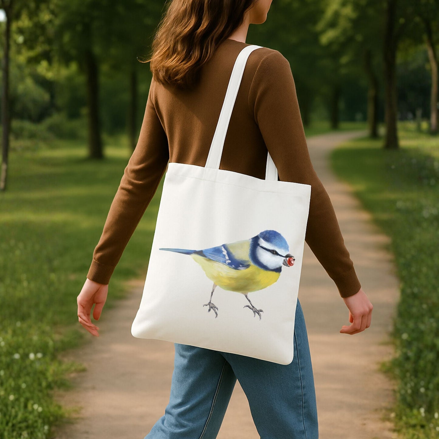 Blue Tit Canvas Tote Bag - MerikaArt